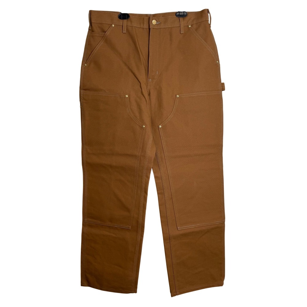 Carhartt B01 Mens Washed Duck Double Front Work Pants Brown 34x30 Loose Fit IRR
